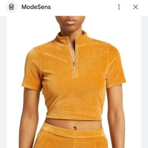 ALO Yoga Kids Golden Short Sleeve Half-Zip Top